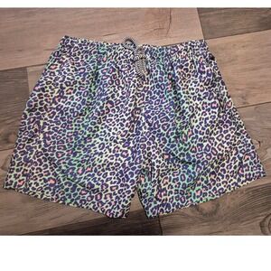 Boardies Apparel Mens Neon Leopard Print Swim Trunks Green Purple Orange Size M